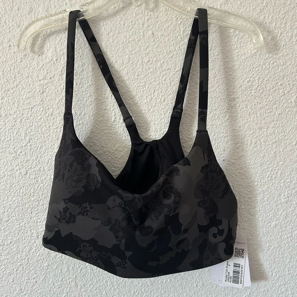 Wunder Train Strappy Racer Bra - Hidden Heritage Lace Black sz 6 - Picture 3 of 10